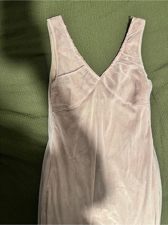Zara Dresses & Skirts - Pale Pink Sheer V-Neck Slip Dress